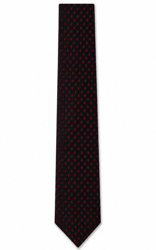 Black & Crimson Micro Dot Silk Tie