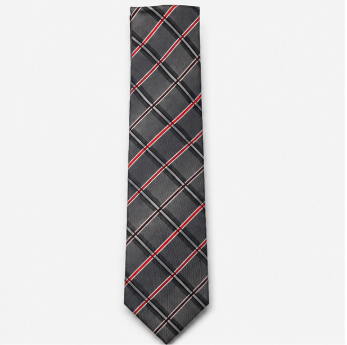 Charcoal Grey & Crimson Plaid Business Tie