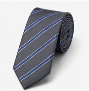 Charcoal Grey & Blue Striped Business Tie