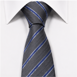 Charcoal Grey & Blue Striped Business Tie
