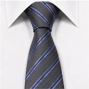 Charcoal Grey & Blue Striped Business Tie