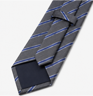 Charcoal Grey & Blue Striped Business Tie