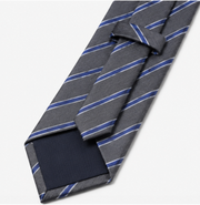 Charcoal Grey & Blue Striped Business Tie