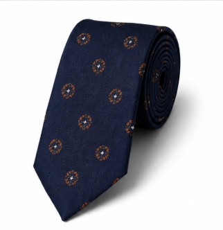 Navy Blue Medallion Business Tie