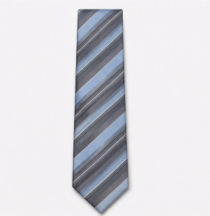 Steel Grey & Sky Blue Striped Business Tie