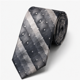 Charcoal Grey Geometric Pattern Necktie