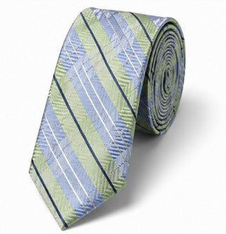 Sky Blue & Sage Green Striped Necktie