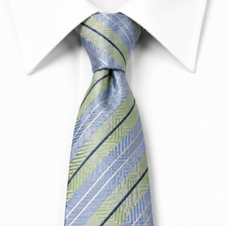 Sky Blue & Sage Green Striped Necktie