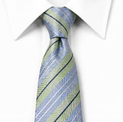Sky Blue & Sage Green Striped Necktie