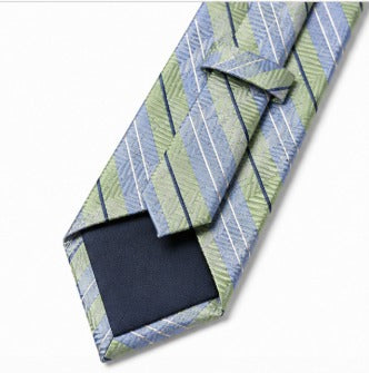 Sky Blue & Sage Green Striped Necktie