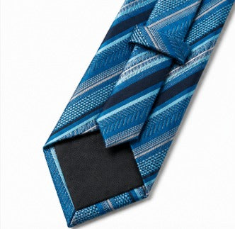 Blue Geometric Striped Necktie