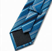 Blue Geometric Striped Necktie