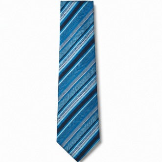Blue Geometric Striped Necktie