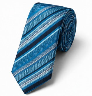 Blue Geometric Striped Necktie
